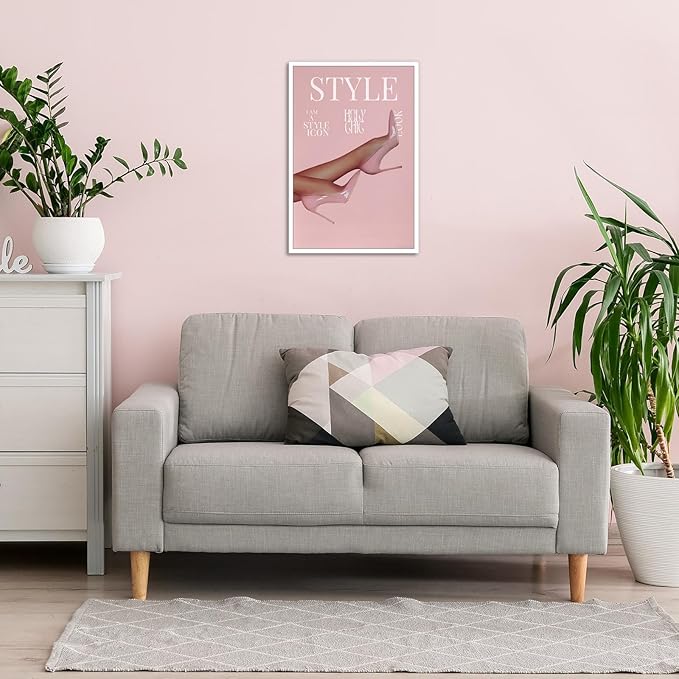 Trendy Pink Heels Poster High Heel News Headline Canvas Wall Art I Am A Style Icon Magazine Cover Aesthetic Prints Painting For Living Room Bedroom Apartment Wall Decor 12x16in Unframed