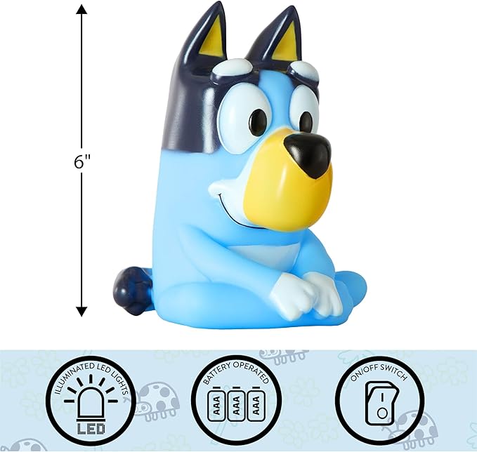 Bluey Squishy Night Light 6" LED Soft Mood Lamp for Decor, Kids Bedrooms, Collectors & Gift Giving