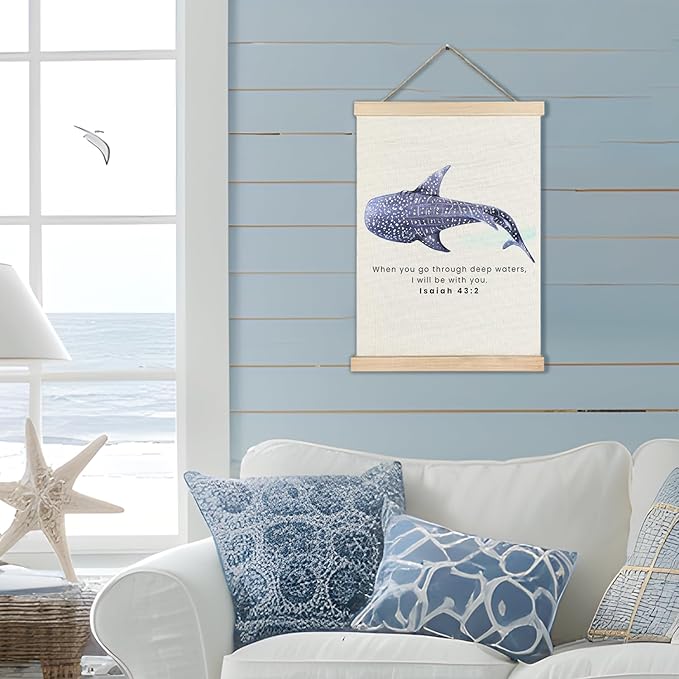 RYYCDOI Whale Shark Wall Decor, Christian Bible Verses Wall Decor for Droom Room Bathroom Nursery, 16x24 Inches