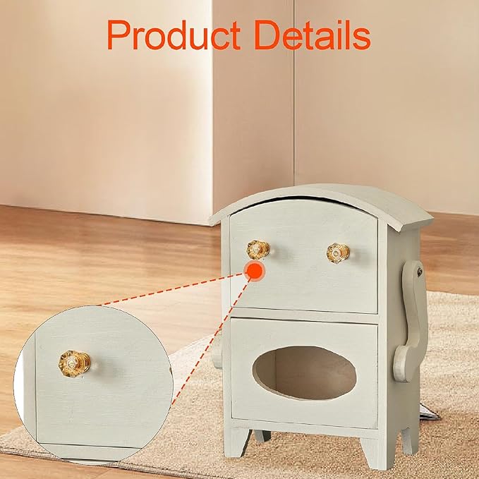 Yajuyi Mini Storage Cabinet Jewelry Box Multipurpose Decorative Robot Shaped Wooden Desktop Organizer for Countertop Makeup Desk, White