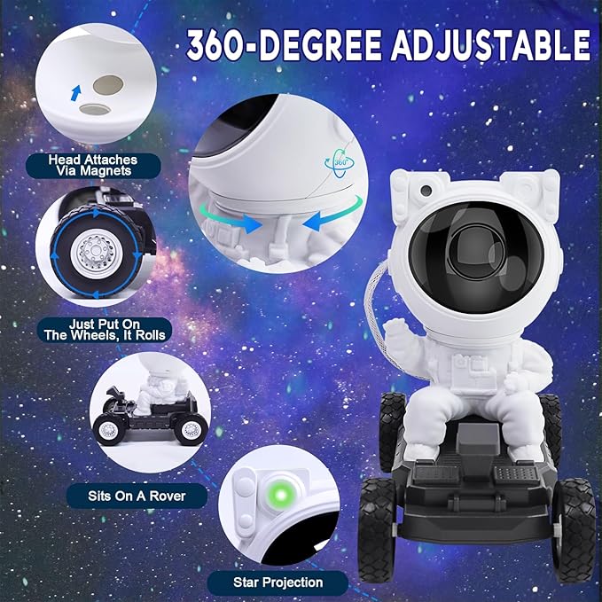 Astronaut Space Man Buddy Projector, 360° Star Projector Galaxy Nebula Light Sky LED Night Light Space Starlight Spaceman Lamp Gift for Kids Adults Bedroom Ceiling Room Decor