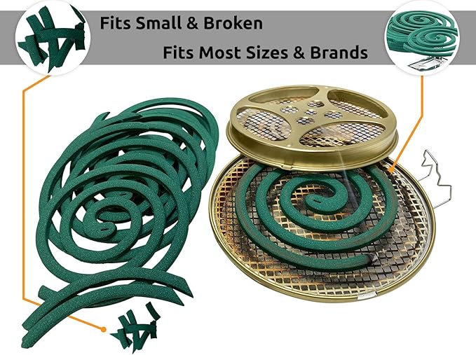 W4W Portable Mosquito Coil Holder - Mosquito Coil & Incense Burner for Outdoor use, Pool Side, Patio, Deck, Camping, Hiking, etc.(Includes Set of 2 Holders)
