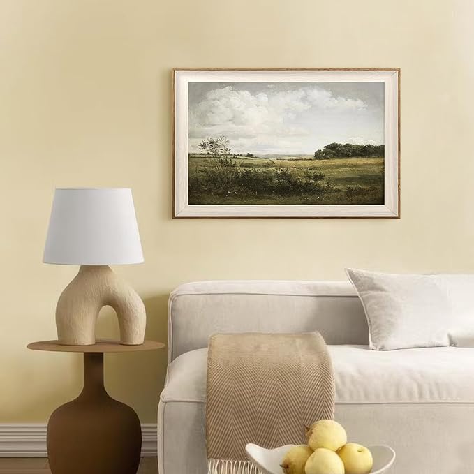 ASTRDECOR Framed Canvas Wall Decor for Bedroom, Vintage Nature Wall Art for Home Decor Aesthetic, Mountain Pictures Green Wall Decor Living Room, Meadow Oil Painting Landscape Wall Art Prints-20''x30''