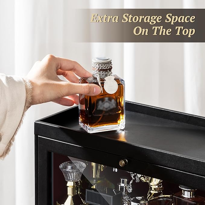 Emfogo Cologne Organizer, Leather Perfumes Organizer for Dresser, Large Capacity Dustproof Cologne Holder with Drawer Storage Perfume Stand Organizer, Ideal Gift for Loved ones