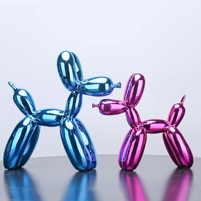 Blue Balloon Dog Decor,Balloon Animal Decor,Shelf Decor Preppy Room Decor,Cute Statue Home Decor, Bedroom Modern Sculpture Desk Decor,Office Gold Decorations Small Figurines