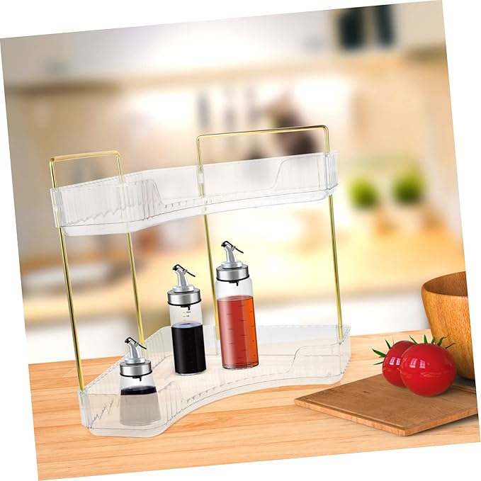 UKCOCO Transparent Corner Shelf Organizer Kitchen and Bathroom Countertop Storage Rack for Spices Makeup Perfume Stable and Multi Scene Use Organizer