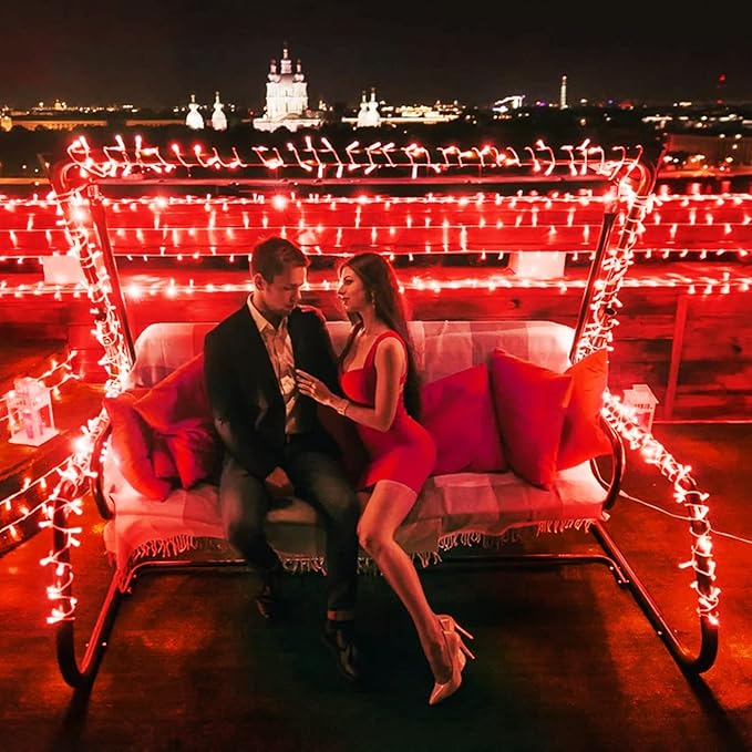JMEXSUSS 500 LED Red Valentine Lights Indoor Outdoor, 163 FT Clear Wire Red Lights Plug in, 8 Modes Christmas String Light Outdoor Waterproof for Xmas Tree Bedroom Room Halloween
