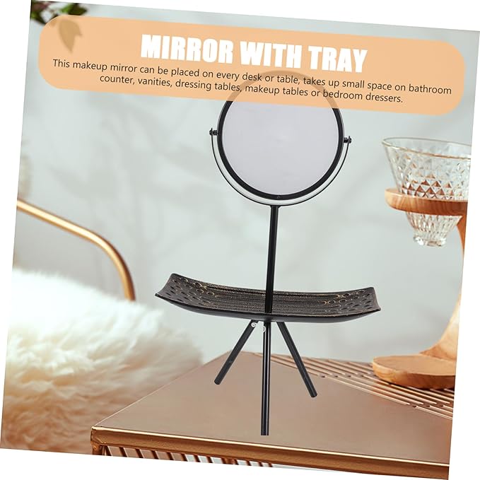 Healeved High-Definition Mirror Makeup Table with Storage Tray Stylish Jewelry Organizer for Daily Use