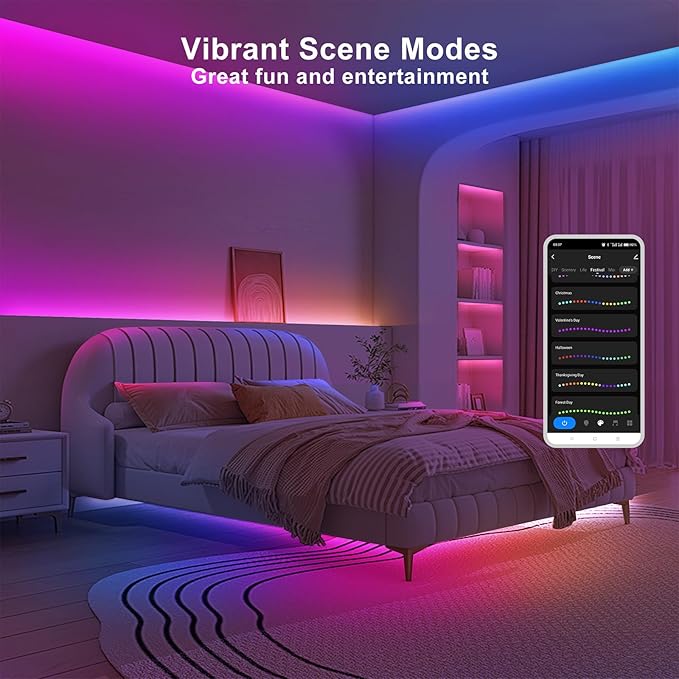 Tatazone 6.56ft Bluetooth RGB+IC COB Led Strip Light with App, Chasing COB Light Strip, Segmented Control, Music Sync, Color Changing Led Lights for Home Decor, Gaming, Cabinet, Desk