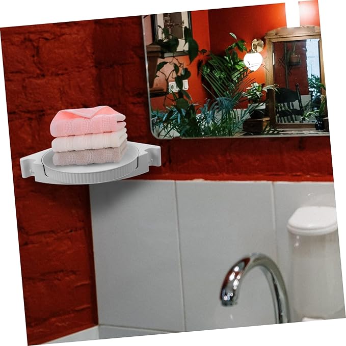 KICHOUSE Plastic Rotating Makeup Organizer Wall-mounted Spice Storage Rack Kitchen Bathroom Storage