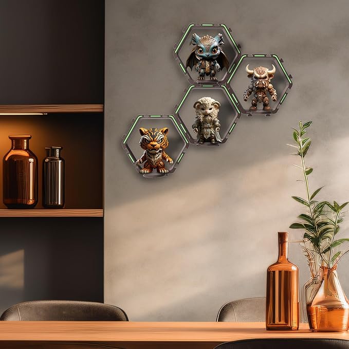 YODAR 9 PCS Riser Display Shelf for Funko POP Figures, Floating Shelves Display Ledge for Organizer and Decoration, Collectibles Display Stands Showcase, Glowing at night