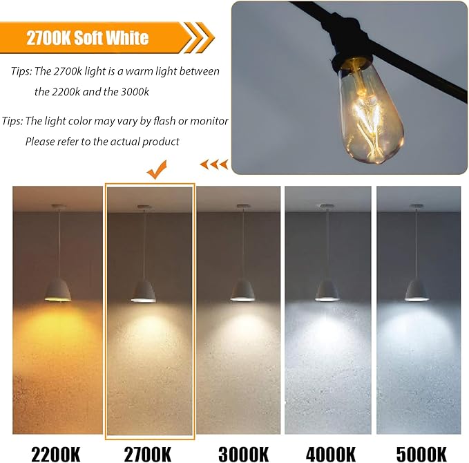 25W Equivalent LED Light Bulbs 2700K Soft White, Non-Dimmable ST19 2W LED Edison Bulbs with E26 Base, 90 CRI, 250LM, 120V, 8 Pack