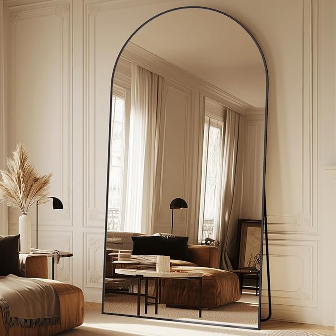 Full Length Mirror, 81"x41" Oversized Arched Mirror Large Standing Mirrors, Tall Mirrors Body Floor Mirror for Bedroom Living Room Aluminum Frame, Black