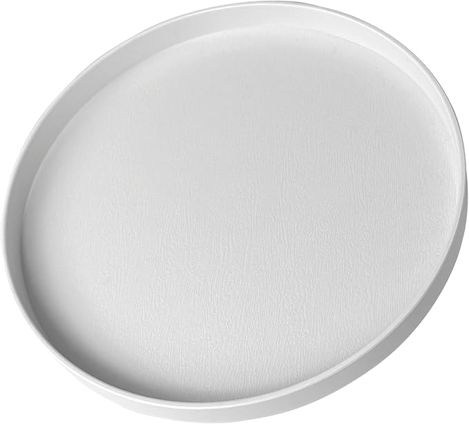 Round White Serving Tray (11 Inch) - Sturdy White Plastic Bathroom & Kitchen Decor Tray - Farmhouse Decor, Vanity Tray, Coffee Table Tray, Countertop Organizer