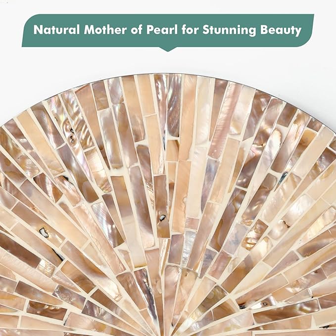 Boho Decorative Mirror for Living Room, 3PCS Handcrafted Mother of Pearl Mirror Wall Decor for Home Dorm Apartment Hallway Staircase, Mosaic Art Plates for Wedding Decoration (Dark Brown)