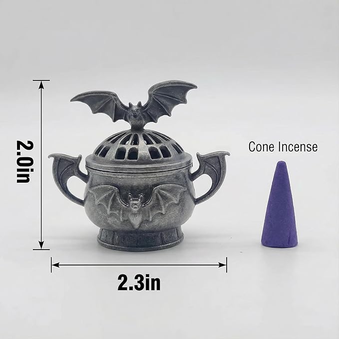 2 Pack Mini Cone Incense Holder MetalBat-Shaped Incense Burner for Room Home Decor Yoga Spa Meditation