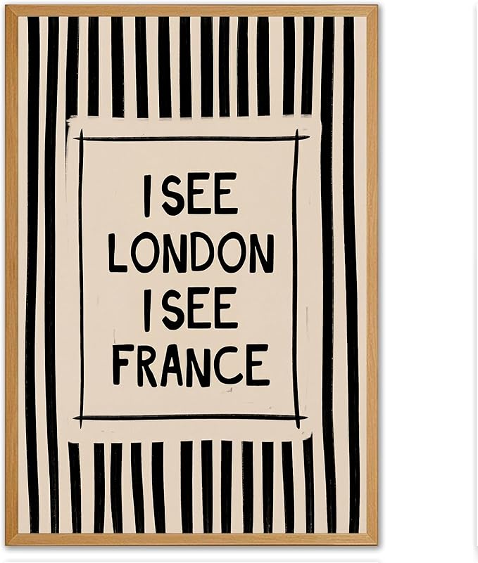 Funny Bathroom Canvas Wall Art Vintage Funny Toilet Quote Canvas Wall Art I See London I See France Print Minimalist Bathroom Poster Decor Quirky Humorous Artwork Prints for Toilet Restroom, Unframed