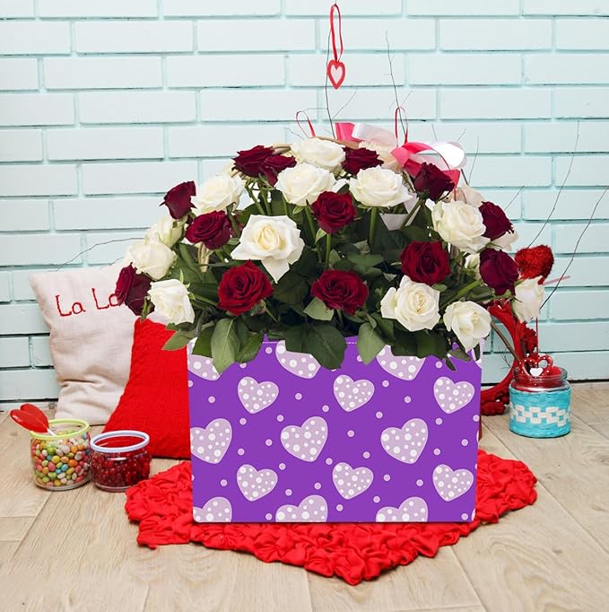 NTAOHAMPER Mothers Day Gifts Purple Love Fabric Storage Basket Empty with Handles, Books Box, Baby Shower Baptism Lovely Storage24L(Purple Love)