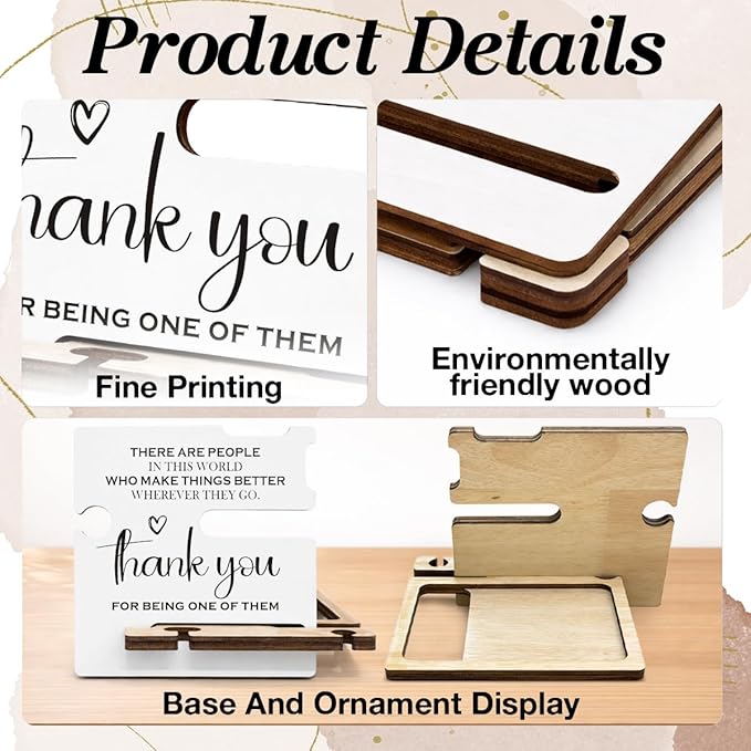 Thank You Appreciation Gifts for Teacher Coach Mentor Boss Leader Coworkers Employee Staff - Multi-functional Desk Organizer - Motivational Office Quote Wooden Sign for Office Desk Shelf Decor