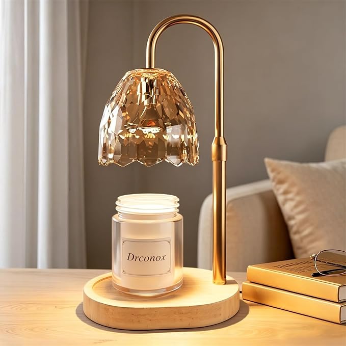 Candle Warmer Lamp with Timer Dimmable, Adjustable Height Wax Melt Warmer for Jar Candles, Birthday Gifts for Women, House Warming Gifts New Home Decor with 2 Bulbs, Amber