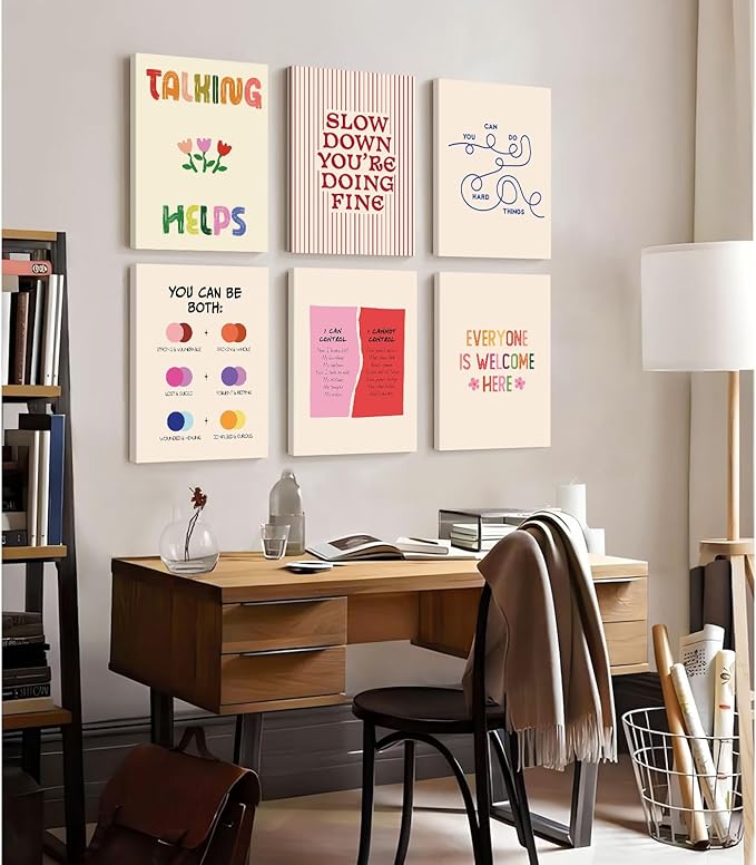 Mental Health Office Wall Decor Therapy Wall Art Mental Health Canvas Posters Motivational Inspirational Quotes Picture Boho Positive Artwork for Counseling Office Classroom 12x16x6 Inch Ready to Hang