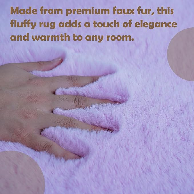 Fluffy Synthetic Rabbit Fur Area Rug Furry Floor mat Machine Washable Non-Slip Backing High Density Floor and Sofa Seat Cushions for Living Room White and Blue 2x6 ft