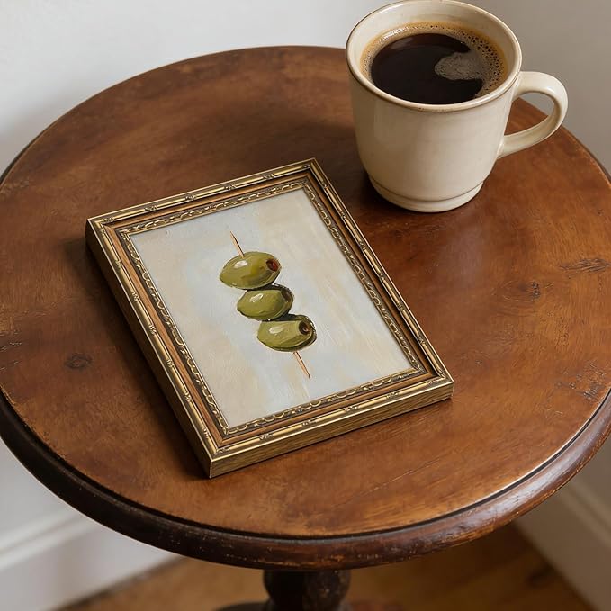 Gold Framed Wall Art Vintage Dirty Martini Olives Wall Art Retro Green Olives Cocktail Bar Cart Wall Decor Picture Summer Trendy Minimalist Kitchen Poster Print for Living Room Dining Room 12x16in