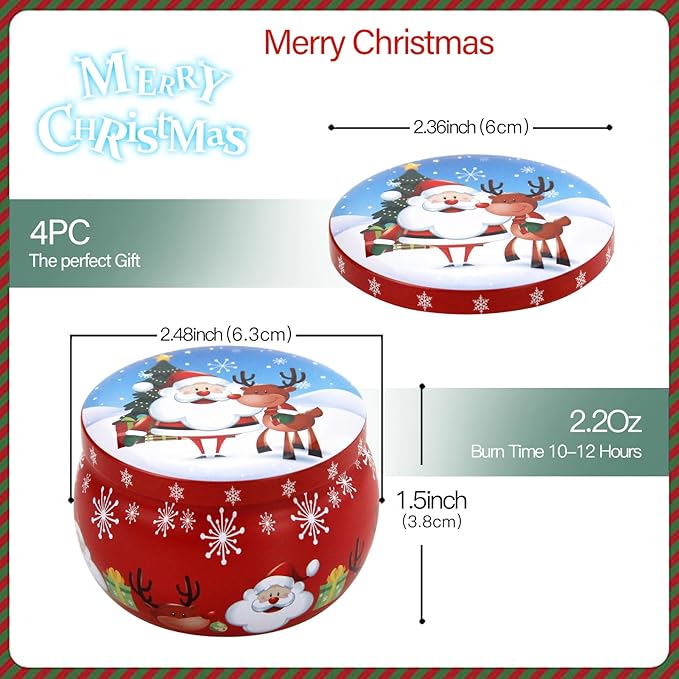 Christmas Scented Candles Gifts for Women 4 Pack, 4.4 oz Soy Aromatherapy Candles for Home Scented Decoration, Long Lasting Jar Candle Set for Her Birthday Gifts Christmas Gift for Christian Friends