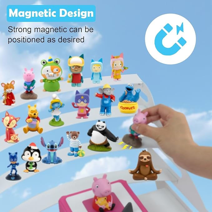 for Tonie Shelf Magnetic, Metal Shelf for Toniebox, Tonies Storage for Tonie Figures 30-50pcs in Children’s Room Decoration for Children to Play and Collect, White