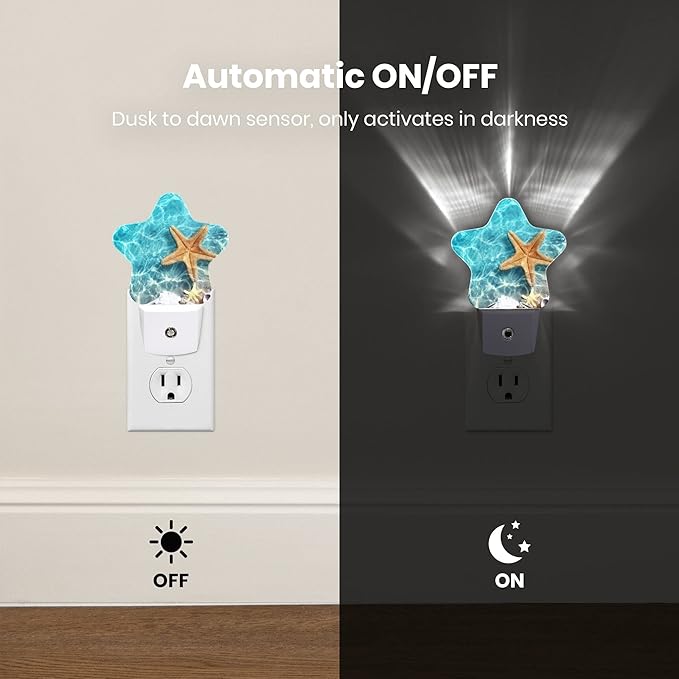 Night Light Plug-in into Wall Dusk to Dawn Smart Sensor White Led Nightlight for Bedroom Bathroom Kitchen Hallway Stairs Energy Efficient Decor Desk Lamp Beach Decor