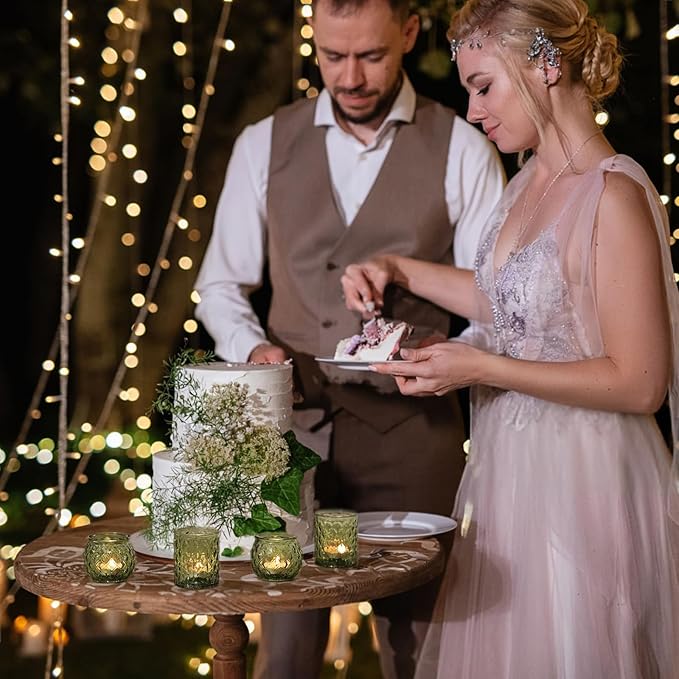 NITIME 36Pcs Assorted Green Votive Candle Holders, Tea Lights Candle Holder for Table Centerpiece, Green Candle Holders for Wedding, Bridal Shower and Tea Party Decorations