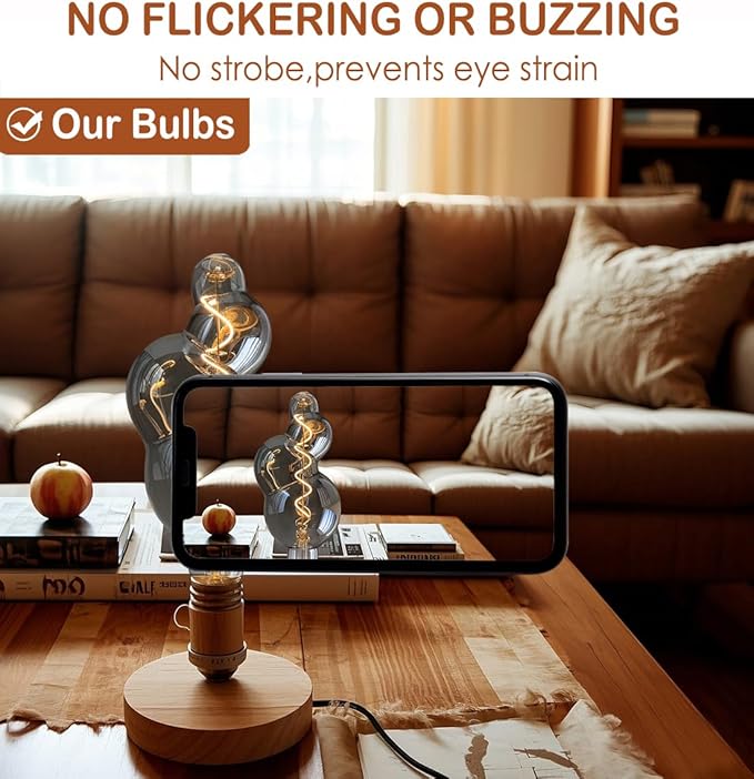 40 Watt Decorative Vintage LED Light Bulbs, Special Electroplated Bubble 4W LED Filament Edison Bulb,2700K Oversized Warm Lights,Dimmable E26 Lamp Base,1-Pack