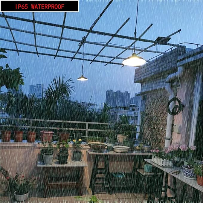 ABZXT Solar Pendant Lights Upgraded Double Bulb Lights IP65 Waterproof Dusk to Dawn Auto Lamp with Remote Controller for Outdoor Shed Barn Chicken Coop Bullpen Pig Pen Stables Tents etc(Dual Lamp)