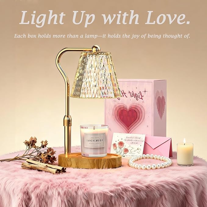 Candle Warmer Lamp with Timer Dimmable Mom Gifts, Adjustable Height Wax Warmer Lamp for Scented Candles Home Appliances White Elephant Gifts for Sister Friend (Ripple)