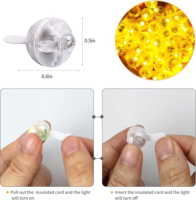 200pcs Yellow LED Balloon Light, Tiny Led Lights Round LED Ball Lamp for Balloons Birthday Party Event Fun Indoor Outdoor Wedding Decoration Halloween Christmas Supplies