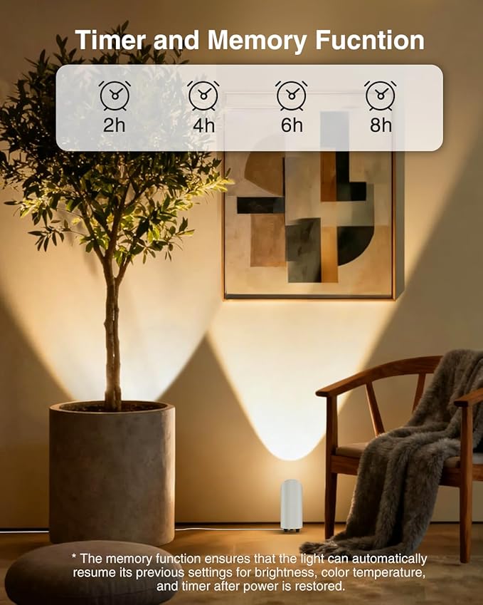 Abovizo 4 Pack Uplighting Indoor, 7W LED Floor Can Lights with Remote, 5.9ft Cord Plug-in Spotlight for Indoor Plants, Wall & Art, 3 Color Temps, Auto-Loop Timer, Memory Function, Non-replaceable Bulb