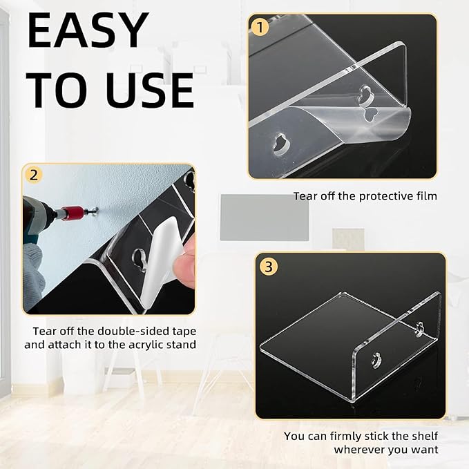 Acrylic Wall Shelves for Storage,Floating Shelf,Clear Display Shelves,Ledges for Pop Figures Plant Organizer for Toy Games Spices Perfumes Picture Photo for Bedroom Decor Living Room
