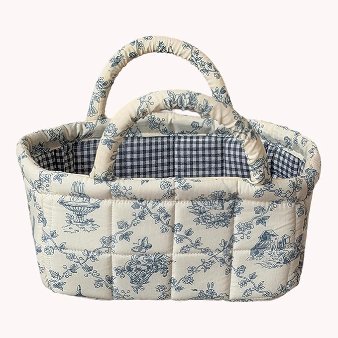 Mini Boho Fabric Storage Baskets – Decorative Small Floral Organizer Boxes with Soft Handles, Holds Cosmetics, Jewelry, Socks