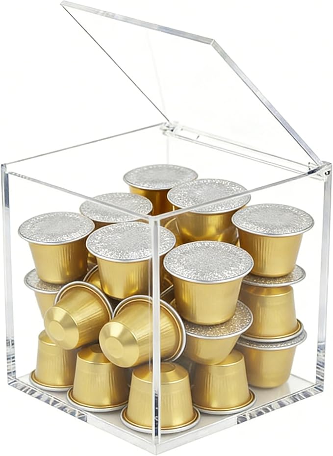 KissYou Acrylic Boxes with Hinged Lid Small Lucite Boxes Clear Display Box for Birthday Wedding Graduation Party Decoration Plastic Storage Boxes