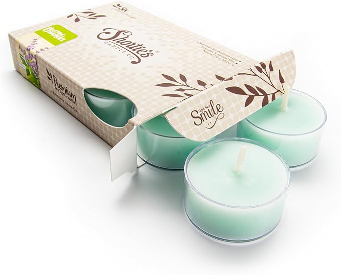 Iced Mint Lavender Premium Tealight Candles - Highly Scented with Essential & Natural Oils - 6 Mint Tea Lights - Beautiful Candlelight - Made in the USA - Fresh & Clean Collection