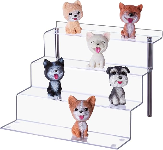LileZbox 12 x 9 in Acrylic Display Risers Shelf for Pops Figures, Clear 4-Step Display Stand for Display Or Collection (Large - 1 Pack)