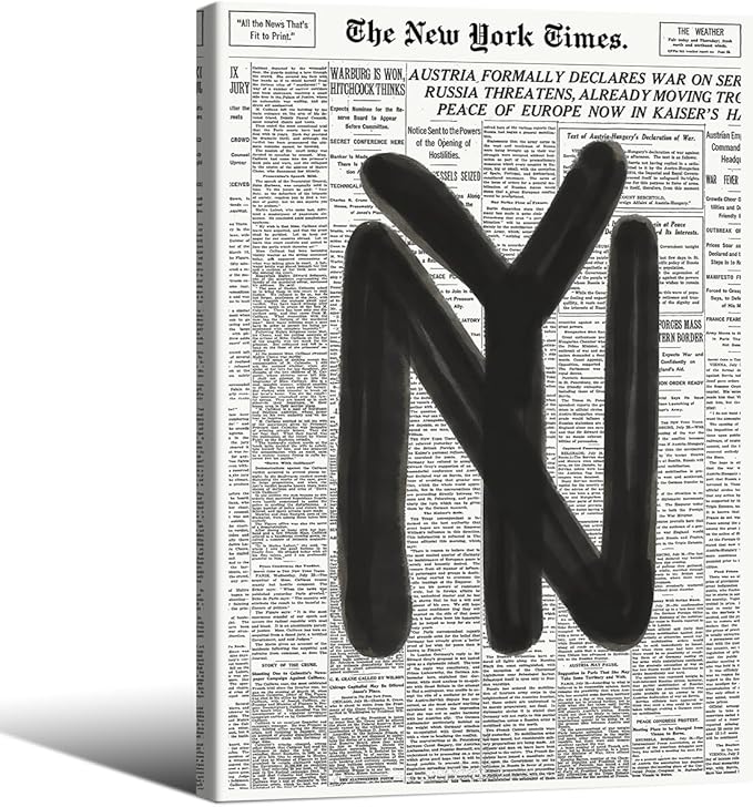 Black and White Newspaper Wall Art Vintage New York City Poster Trendy Minimalist Aesthetic Canvas Prints 24X36 inch Framed for Apartment Bedroom Wall Decor