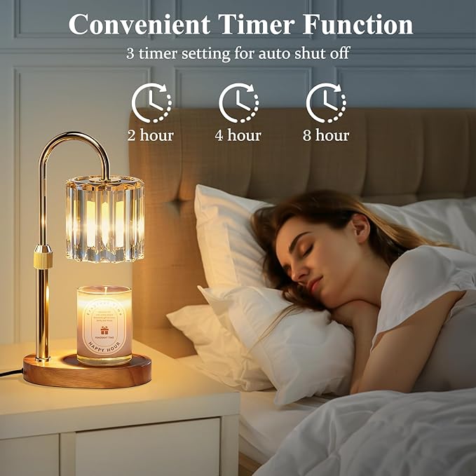Lukasa Candle Warmer Lamp, with Timer Dimmer Adjustable Height, Home Decor, Room Decor, Wax Melt Warmer for Candles, Gifts for Mom, Mothers Day Gifts, Birthday Gifts for Women