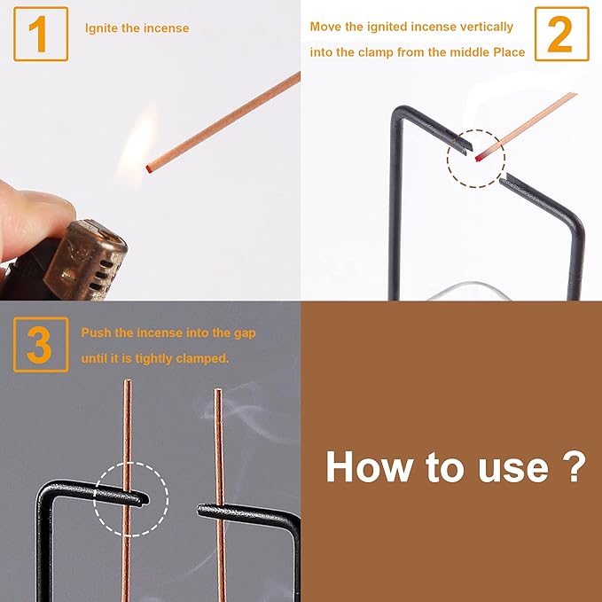 Incense Holder for Sticks, Upside Down Incense Burner with Removable Glass Ash Catcher Anti-Ash Flying Black