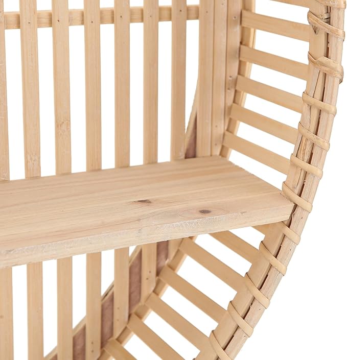 Rattan Wall Shelf 3 Tier Boho Wall Mounted Shelf Farmhouse Handcraft Round Floating Shelf Display Rack Storage Circular Hanging Shelf for Livingroom Home Decor