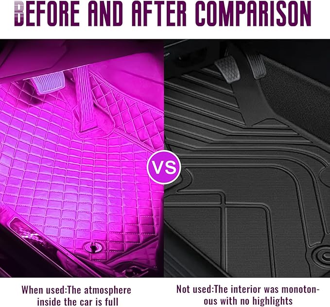2 PCS Car LED Lights Interior Wireless, Super Bright Auto Interior Ambient Light with 6 Bright LED Lamp Beads, Portable USB Rechargeable Car Led Night Light for Vehicle Decor(Pink)
