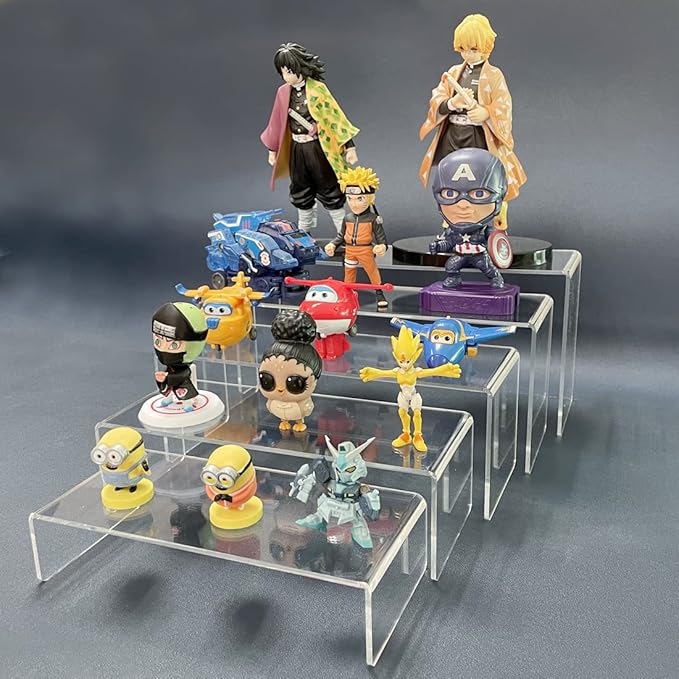 5PCS acrylic display stand, Acrylic Display Risers, 5 Sizes Clear Product Stand, Jewelry Display Riser Shelf Showcase Fixtures For Collectibles Display, Figure Display