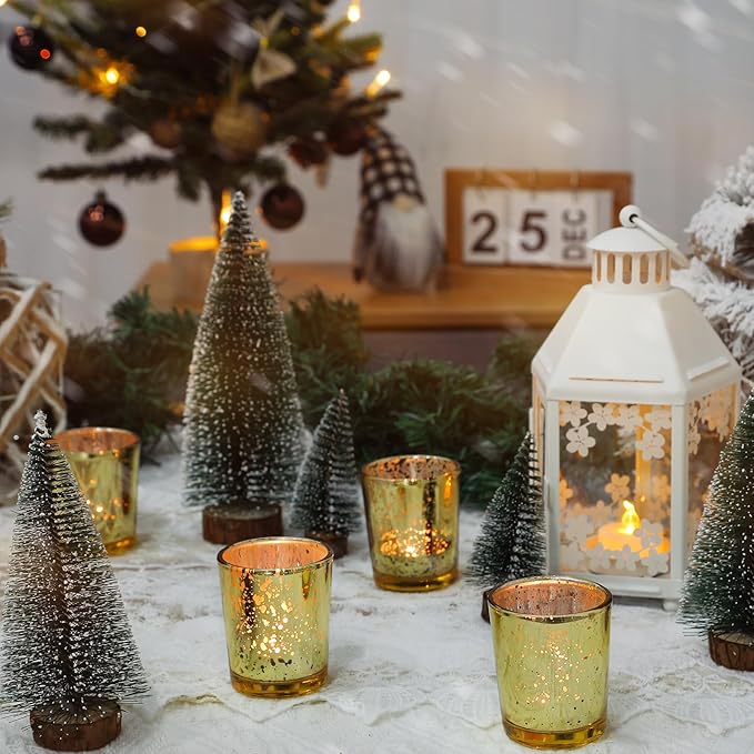 UPBUD Gold Votive Candle Holders Set of 24, Speckled Mercury Candle Holders for Wedding Gold Centerpiece Table Decorations, Tealight Candle Holder for Party Bridal Shower Decor, Home Decor