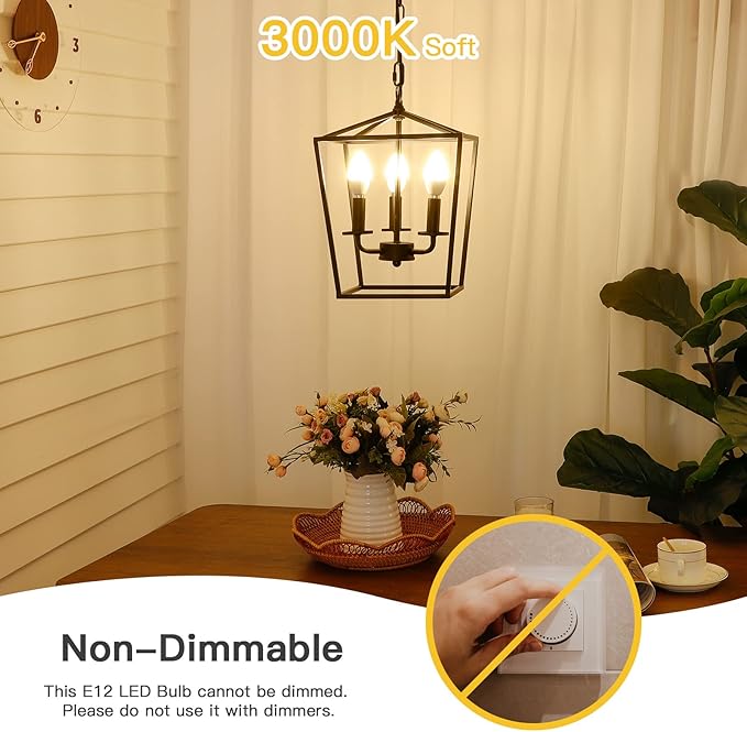 MAXvolador E12 LED Candelabra Light Bulbs 60W Equivalent, Soft White 3000K 600 Lumens Chandelier Bulb, 6W B11 Candle Base, Non-Dimmable, Pack of 6