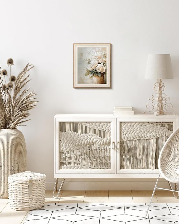 VIYYIEA Framed Wall Art for Living Room, Natural Canvas Prints, Vintage Home Decor, Flowers Painting Picture, Bathroom Wall Decor Gifts for Friends or Family - 12L x 10W
